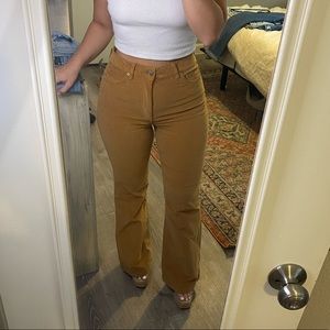 Forever 21 high rise tan corduroy flare pants